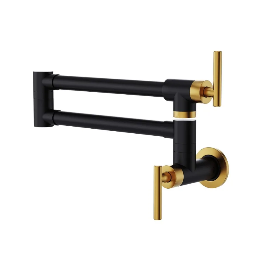 304 stainless steel WallMounted Potfiller modern 360degree rotating kitchen faucet in Black + Brushed Gold
304 stainless steel WallMounted Potfiller modern 360degree rotating kitchen faucet in Black + Brushed Gold
