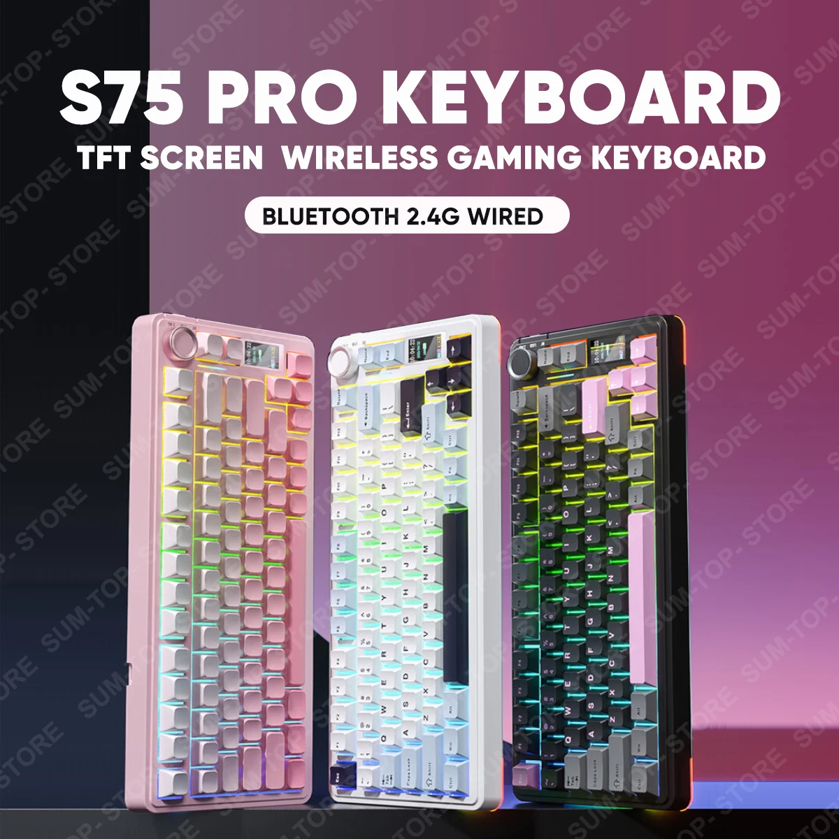 AULA S75 Pro Трехрежимная беспроводная механическая клавиатура для игр и офиса 4000 мАч RGB Light Cherry MDA Высота с экраном дисплея ПК
AULA S75 Pro Трехрежимная беспроводная механическая клавиатура для игр и офиса 4000 мАч RGB Light Cherry MDA Высота с экраном дисплея ПК