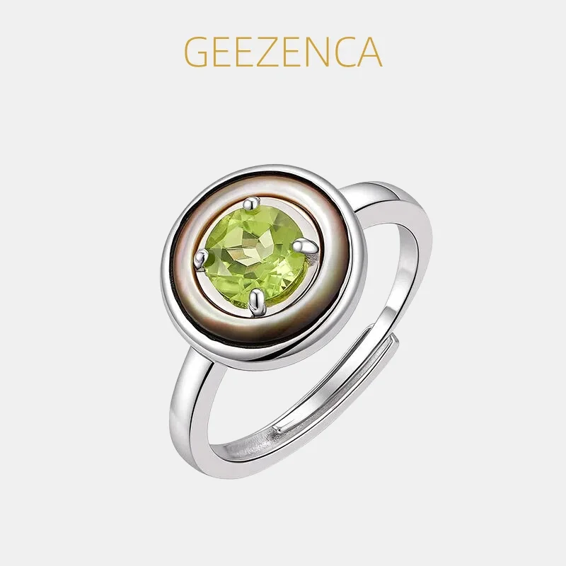 GEEZENCA 925 Sterling Silver Peridot Birthstone Round Open Ring Women Black Mother of Pearl Simple Trendy Stack Rings Party Gift
GEEZENCA 925 Sterling Silver Peridot Birthstone Round Open Ring Women Black Mother of Pearl Simple Trendy Stack Rings Party Gift