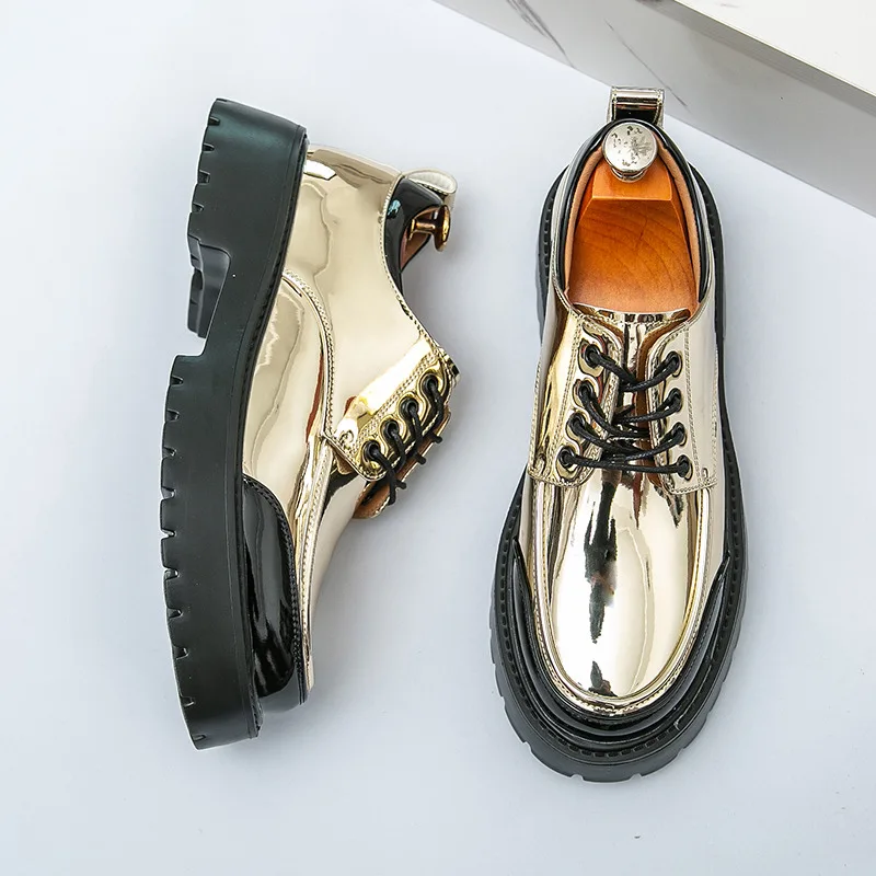 Модные золотые повседневные кожаные туфли, мужские деловые туфли на платформе, легкие мужские оксфорды высокого качества, chaussures homme 
Модные золотые повседневные кожаные туфли, мужские деловые туфли на платформе, легкие мужские оксфорды высокого качества, chaussures homme
