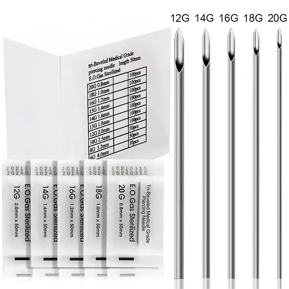 200/100/50Pcs Disposable Piercing Needles Tattoo Sterile Body Surgical Steel Needles For Ear Nose Navel Nipple Piercing
200/100/50Pcs Disposable Piercing Needles Tattoo Sterile Body Surgical Steel Needles For Ear Nose Navel Nipple Piercing