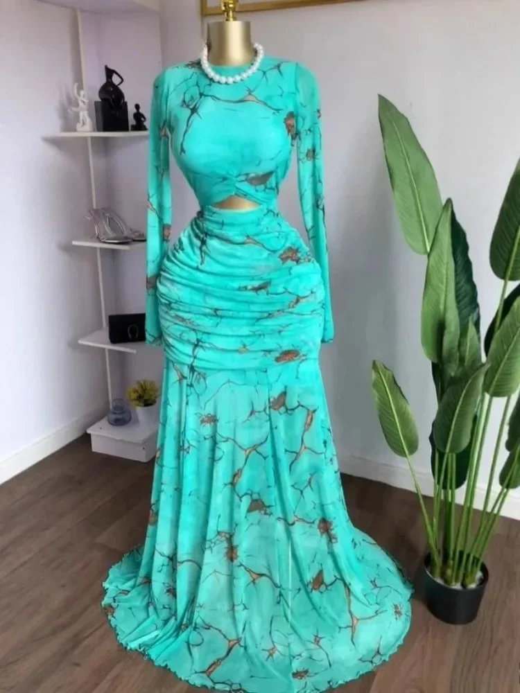 Women's O-neck Long Sleeve Print Mermaid Maxi Dress for Evening Birthday Beach Sexy Night Party Fall 2025
Women's O-neck Long Sleeve Print Mermaid Maxi Dress for Evening Birthday Beach Sexy Night Party Fall 2025