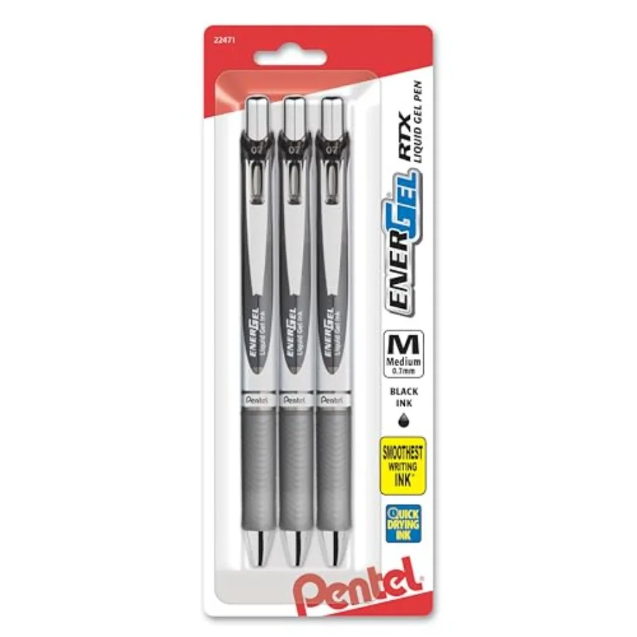 EnerGel RTX Liquid Gel Ink Pens, 0.7mm,Medium Line, Black Ink, Pack of 3 (BL77BP3A
EnerGel RTX Liquid Gel Ink Pens, 0.7mm,Medium Line, Black Ink, Pack of 3 (BL77BP3A