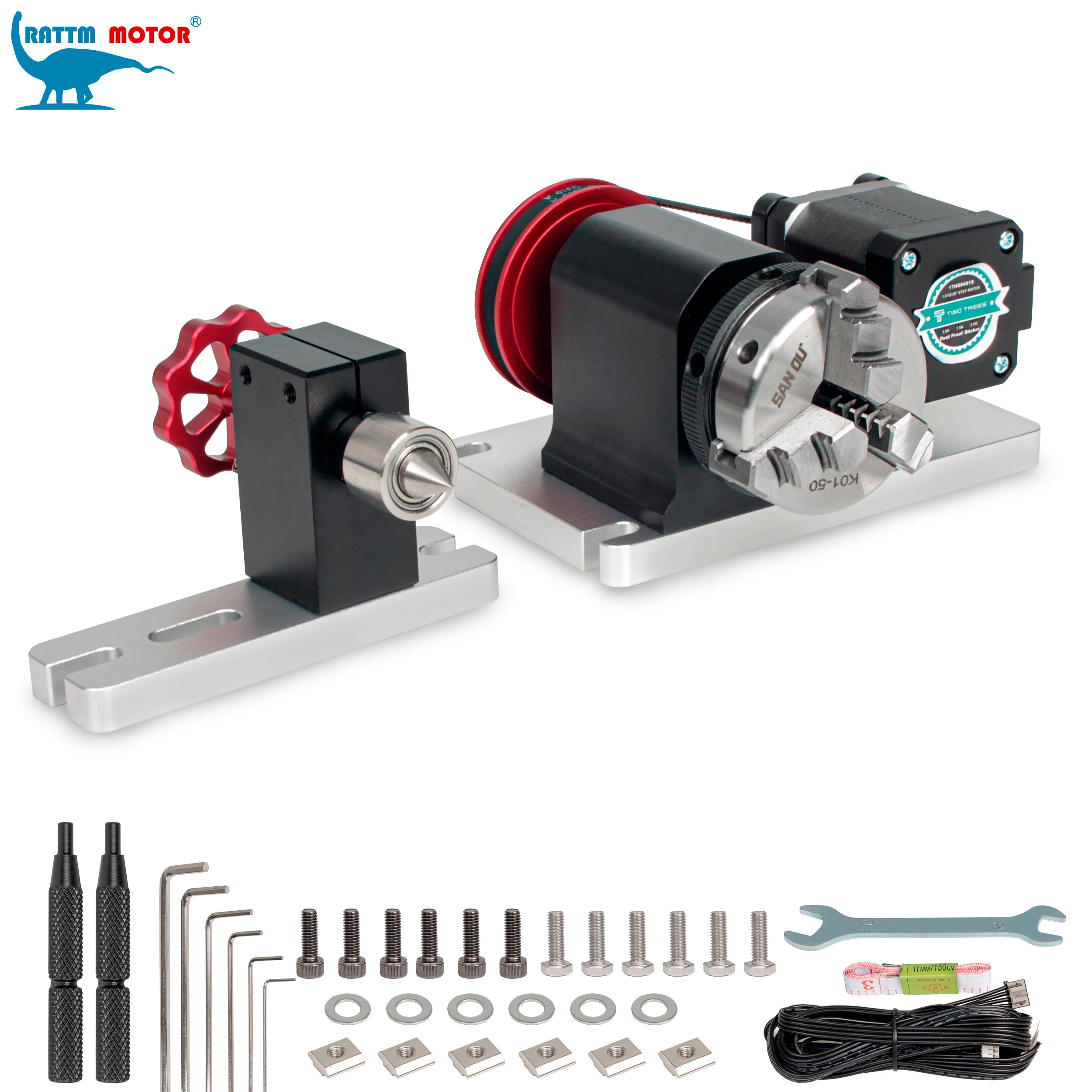 4th Axis Kit for Mini Laser Engraver(3018/3020/4030) CNC Rotary A-axis with 3-jaw Chuck, Tailstock & Thimble for Round Carving
4th Axis Kit for Mini Laser Engraver(3018/3020/4030) CNC Rotary A-axis with 3-jaw Chuck, Tailstock & Thimble for Round Carving
