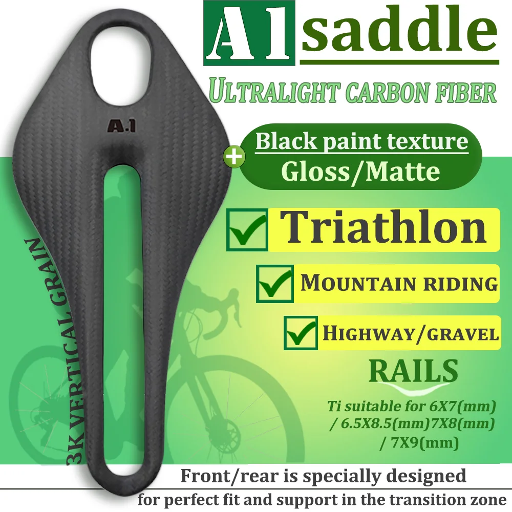Full carbon fiber front saddle, triathlon/mountain riding/highway,universal cycling seat cushions, unique design, bicycle saddle
Full carbon fiber front saddle, triathlon/mountain riding/highway,universal cycling seat cushions, unique design, bicycle saddle