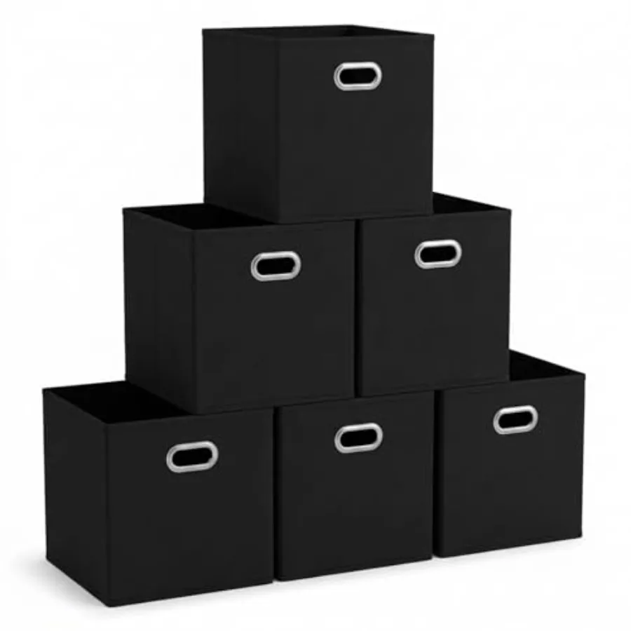 Foldable Fabric Storage Bins 6 Piece Set, Strong Poly-Woven Fabric, Sturdy Chipboard Sides, Grommet Front Handle, Stackable, Cl
Foldable Fabric Storage Bins 6 Piece Set, Strong Poly-Woven Fabric, Sturdy Chipboard Sides, Grommet Front Handle, Stackable, Cl