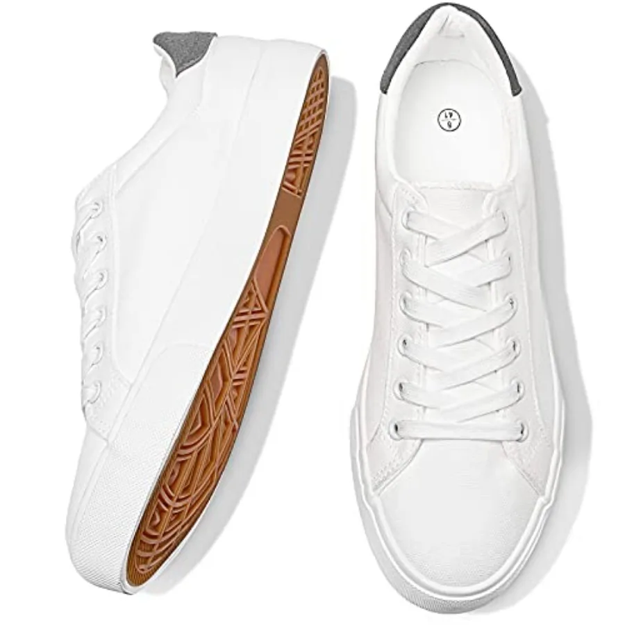 FRACORA Mens Canvas Shoes White Black Sneakers Low Top Lace Up Casual Shoes
FRACORA Mens Canvas Shoes White Black Sneakers Low Top Lace Up Casual Shoes