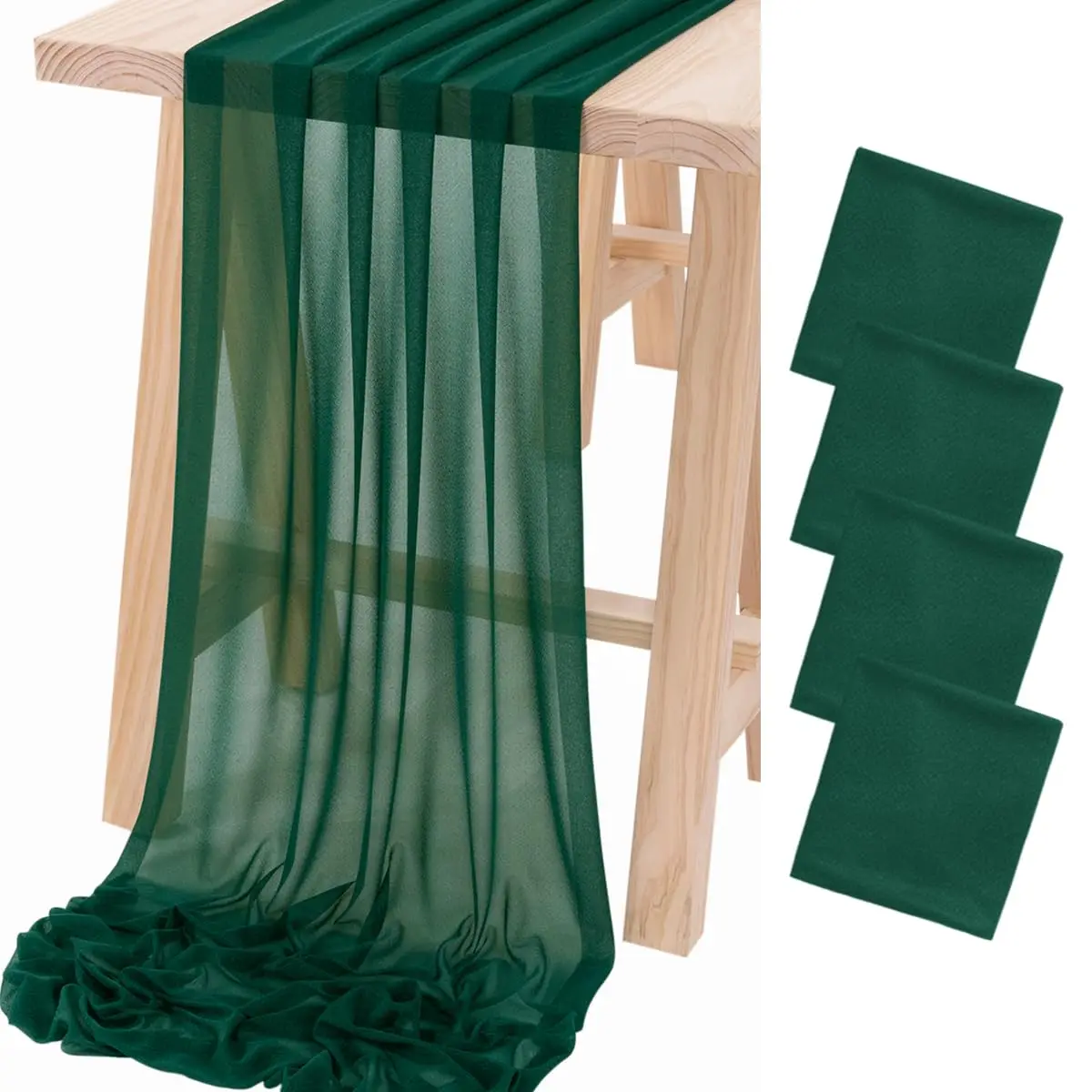 4PCS Christmas Chiffon Dark green Table Runner Table Setting Semi-Sheer Dining Vintage Wedding Party Banquets Arches Cake Decor
4PCS Christmas Chiffon Dark green Table Runner Table Setting Semi-Sheer Dining Vintage Wedding Party Banquets Arches Cake Decor