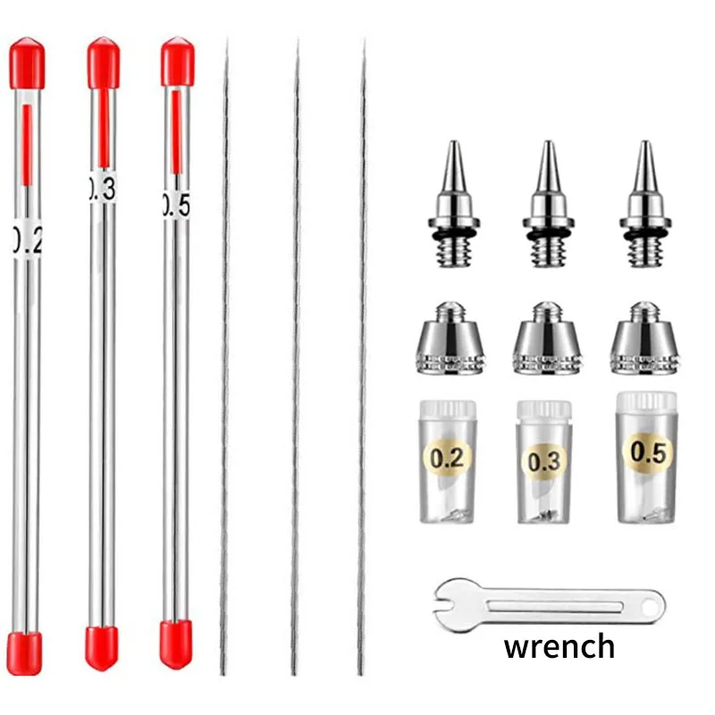 0.2/0.3/0.5mm air brush nozzle air brush needle nozzle cap replacement parts 131 130 Airbrush tool accessories
0.2/0.3/0.5mm air brush nozzle air brush needle nozzle cap replacement parts 131 130 Airbrush tool accessories
