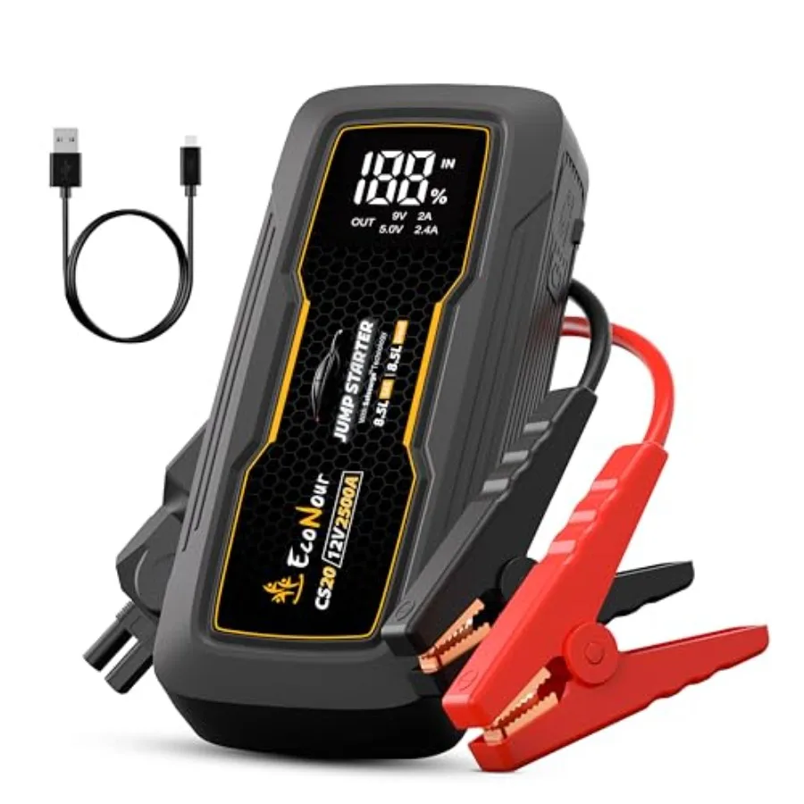 2500A Portable Jump Starter for Car 12V Lithium Jump Box for 8.5L Gas and 8.5L Diesel Engines Car Jump Starter - LCD Display Em
2500A Portable Jump Starter for Car 12V Lithium Jump Box for 8.5L Gas and 8.5L Diesel Engines Car Jump Starter - LCD Display Em