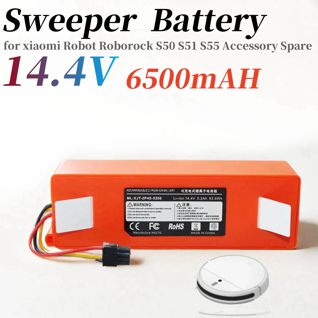 14.4V 6.5AH lithium-ion battery original robot vacuum cleaner replacement for Xiaomi Robot S50 S51 S55 spare battery accessories
14.4V 6.5AH lithium-ion battery original robot vacuum cleaner replacement for Xiaomi Robot S50 S51 S55 spare battery accessories