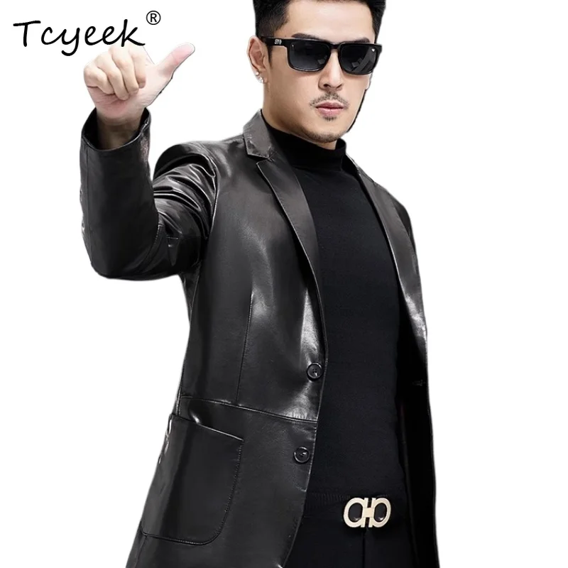 Tcyeek из натуральной кожи, весна-осень, элитный модный черный костюм с воротником, мужская куртка из натуральной кожи Chaqueta Cuero Hombre 가죽 자켓 
Tcyeek из натуральной кожи, весна-осень, элитный модный черный костюм с воротником, мужская куртка из натуральной кожи Chaqueta Cuero Hombre 가죽 자켓
