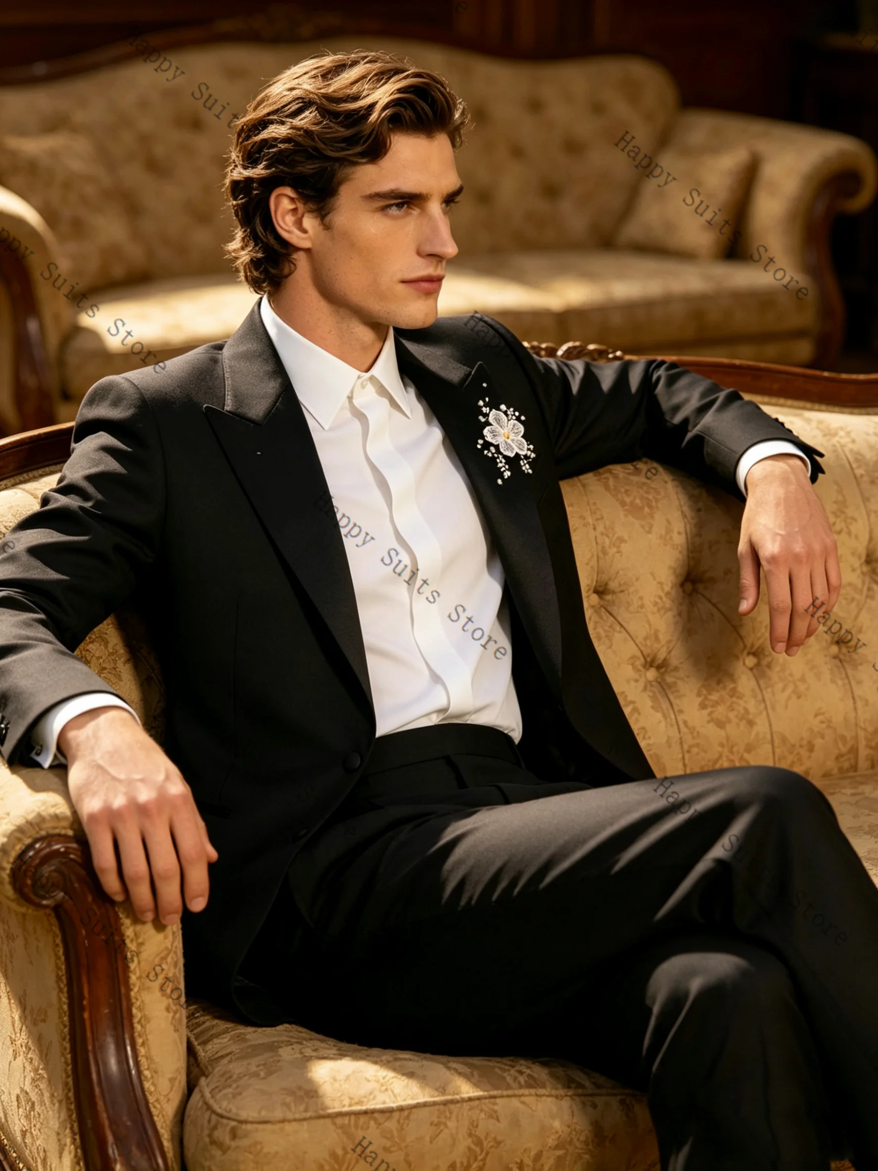 Black Men Suit Set 2 Pcs Blazer+Pants Trousers Applique Flower Cotton Formal Office Coat Wedding Tuxedo Customized Jacket Outfit
Black Men Suit Set 2 Pcs Blazer+Pants Trousers Applique Flower Cotton Formal Office Coat Wedding Tuxedo Customized Jacket Outfit