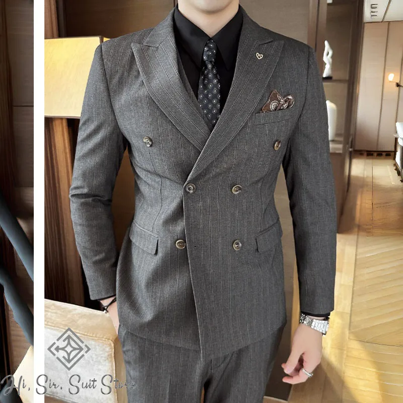 Hot Sale Of The Season New Men's Fashion Double Breasted Business Slim Fit Suit Set Custom Striped 2-piece Tailor-made Suits
Hot Sale Of The Season New Men's Fashion Double Breasted Business Slim Fit Suit Set Custom Striped 2-piece Tailor-made Suits