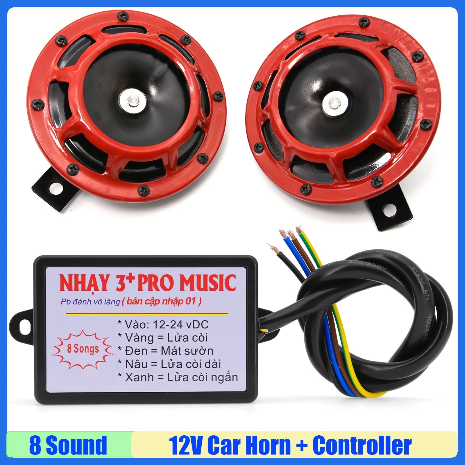 8 Sound Musical Electronic Horn Controller with 2PCS Car Horn 3+ Pro Music Horn Speaker Sound Control+Red Car Horn 12V Custom 
8 Sound Musical Electronic Horn Controller with 2PCS Car Horn 3+ Pro Music Horn Speaker Sound Control+Red Car Horn 12V Custom