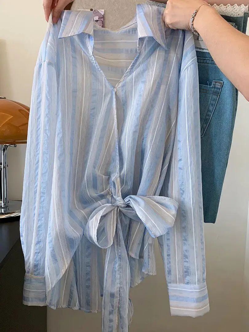Slimming Korean Style Loose Fit Long Sleeve Casual Striped Shirt Women's Gentle Summer New Arrival Versatile Classic Design
Slimming Korean Style Loose Fit Long Sleeve Casual Striped Shirt Women's Gentle Summer New Arrival Versatile Classic Design
