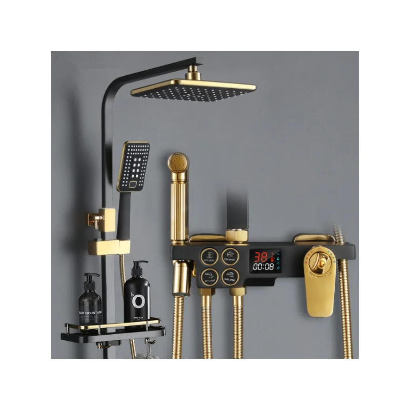 Thermostatic Shower Set Full Copper Bathroom Button Black Gold Pressurized Head
Thermostatic Shower Set Full Copper Bathroom Button Black Gold Pressurized Head