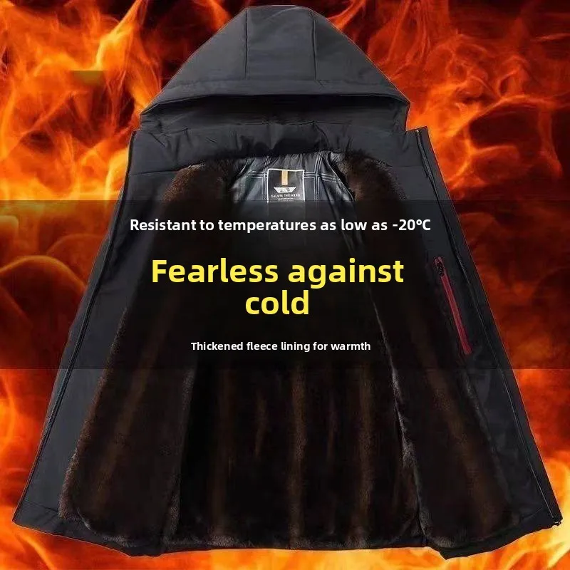 Теплая мужская куртка из хлопка с подкладкой из искусственного меха, защищающая от холода, в городском стиле, с длинным рукавом и застежкой-молнией
Теплая мужская куртка из хлопка с подкладкой из искусственного меха, защищающая от холода, в городском стиле, с длинным рукавом и застежкой-молнией