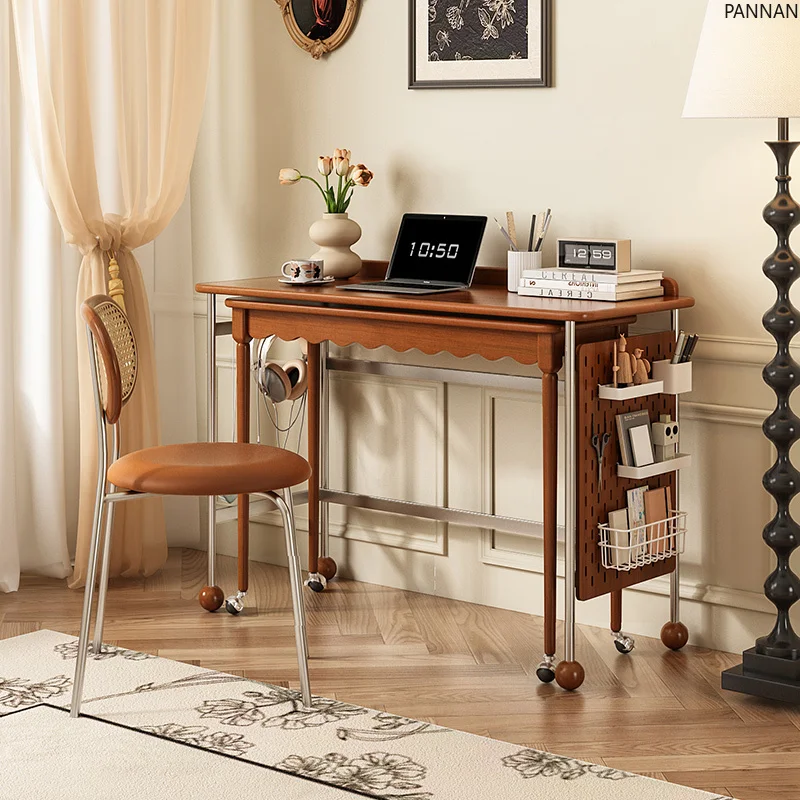 French retro solid wood retractable desk small apartment study bedroom rotatable desk
French retro solid wood retractable desk small apartment study bedroom rotatable desk