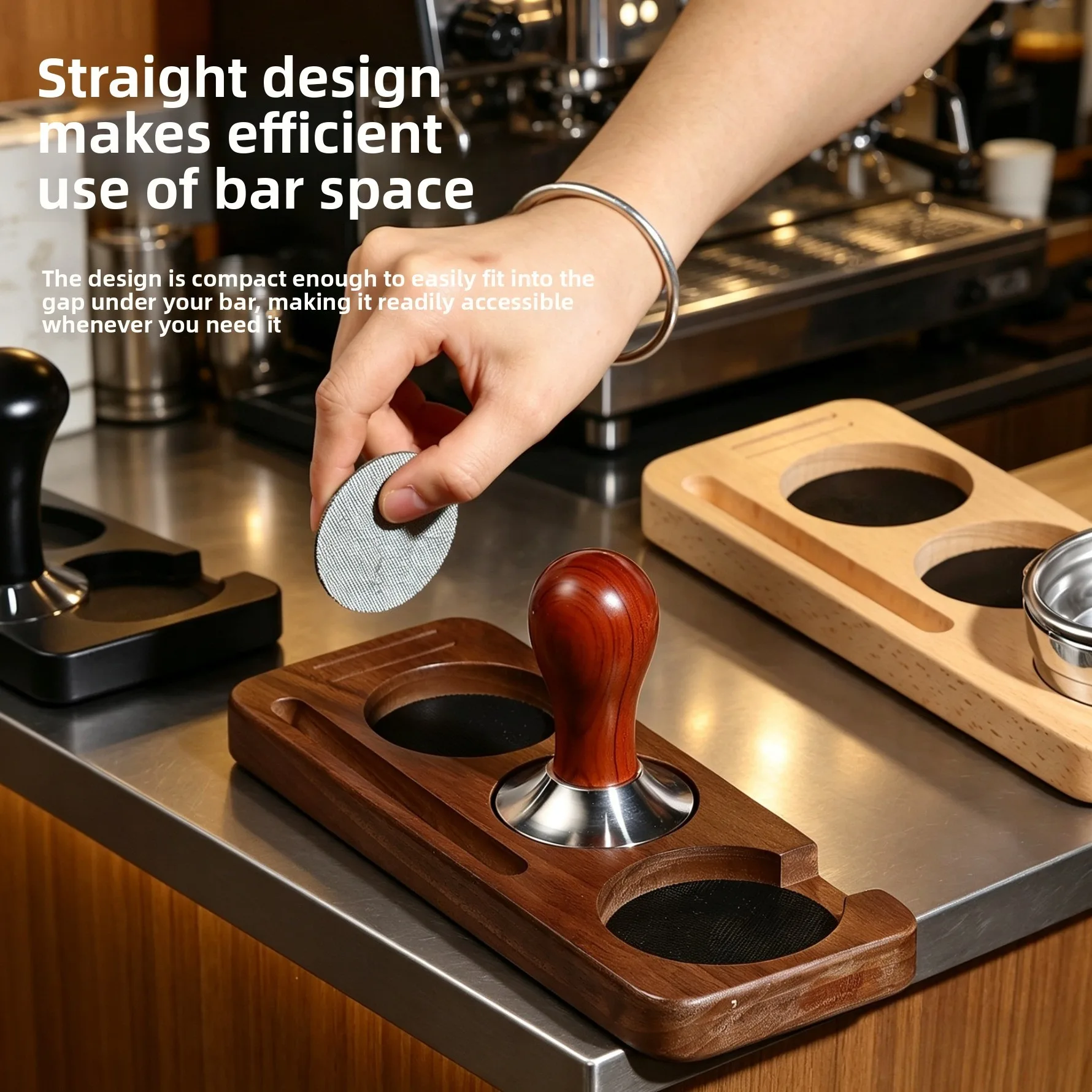 Solid Wood Walnut Coffee Tamper Base Multi-Functional Portafilter Stand Distributor Holder Espresso Tool Organizer Board
Solid Wood Walnut Coffee Tamper Base Multi-Functional Portafilter Stand Distributor Holder Espresso Tool Organizer Board