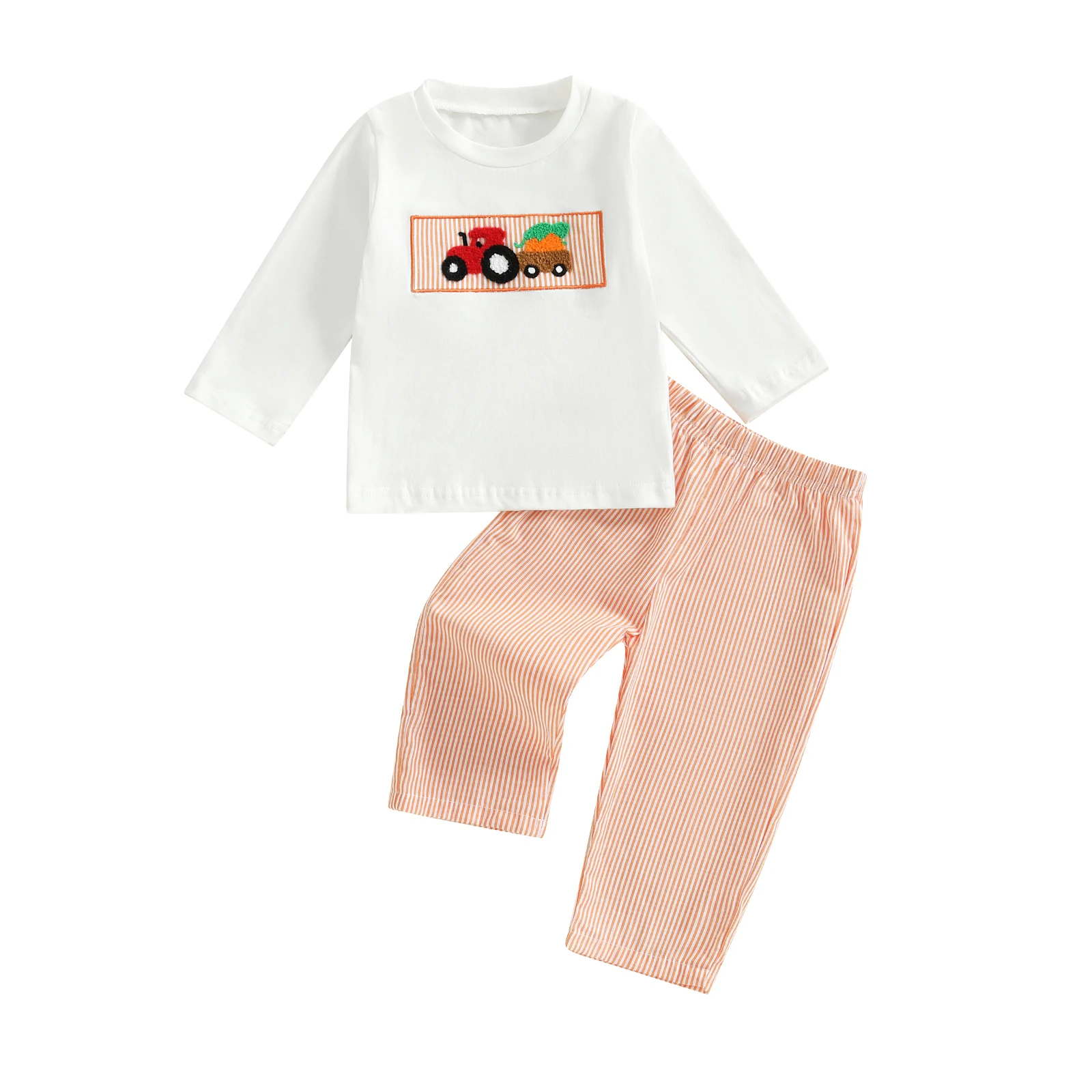 Toddler Baby Fall Outfit Pumpkin Embroidery Striped T-Shirt with Pants 2 Pcs Set for Halloween Thanksgiving Daily Life
Toddler Baby Fall Outfit Pumpkin Embroidery Striped T-Shirt with Pants 2 Pcs Set for Halloween Thanksgiving Daily Life