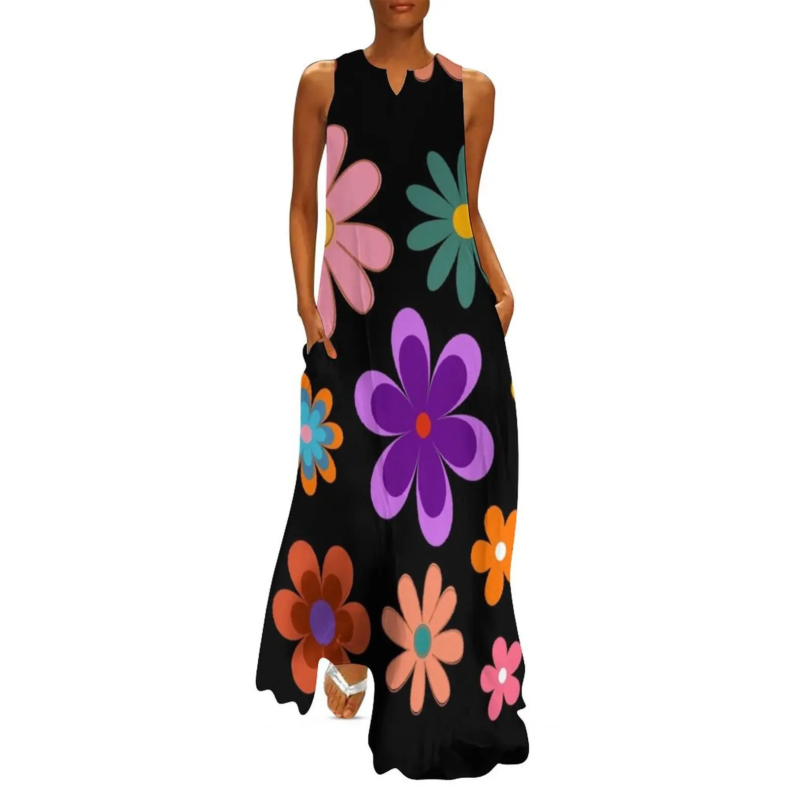Go Go Girl Retro 60's Multi Color Flowers Fun French Design Long Dress Prom gown Long dress party dress women elegant luxury
Go Go Girl Retro 60's Multi Color Flowers Fun French Design Long Dress Prom gown Long dress party dress women elegant luxury