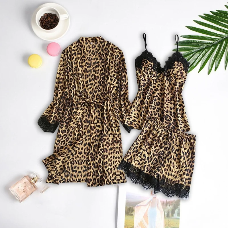 New European and American Style Faux Silk Black Leopard Print Home Wear Set, Fashionable Casual Sleepwear Set Wholesale
New European and American Style Faux Silk Black Leopard Print Home Wear Set, Fashionable Casual Sleepwear Set Wholesale