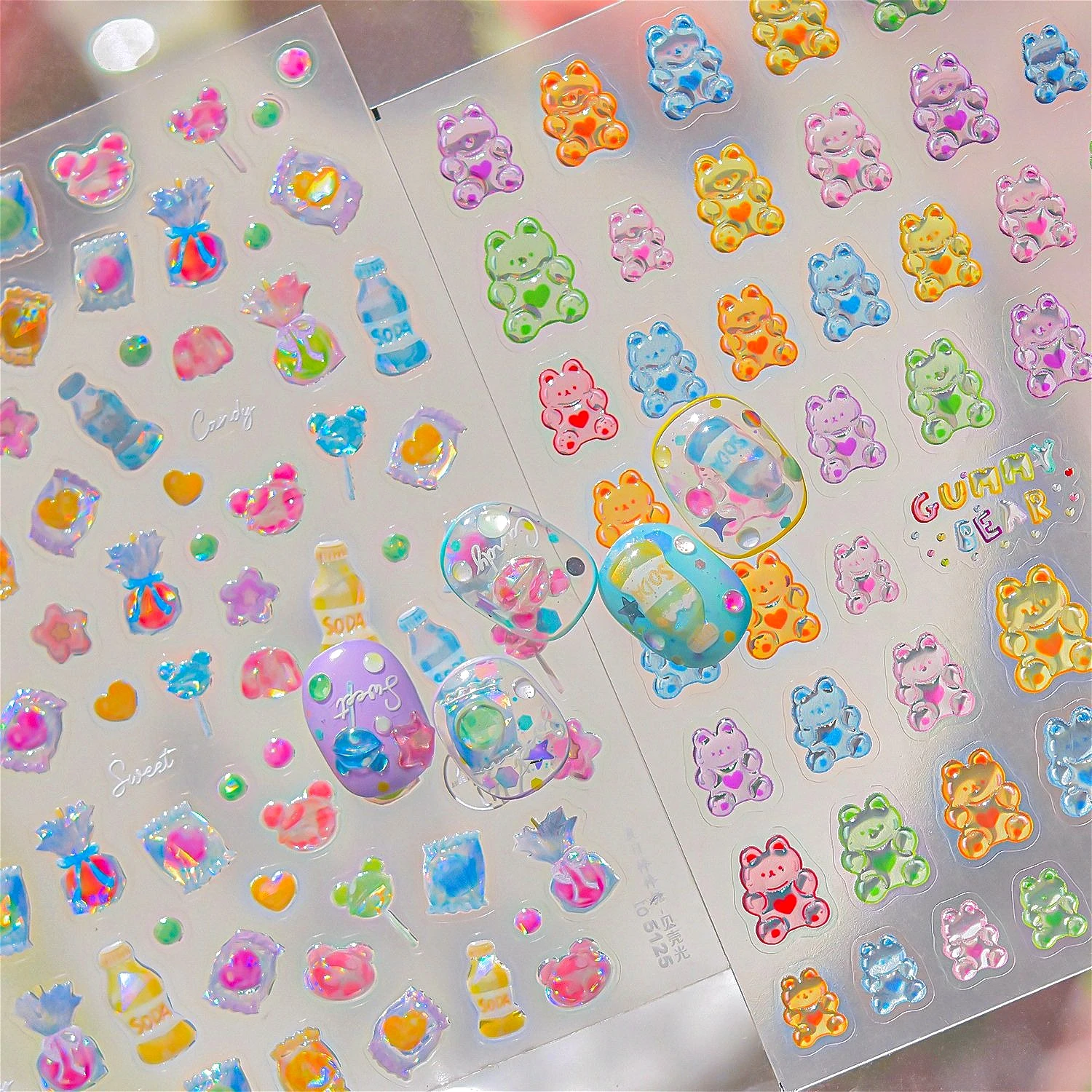 Cute Bear Candy Colourful Bonbon Lollipop Soda Drinks Pudding Jelly Love Hear Star Nail Art Decoration Stickers Manicure Decals
Cute Bear Candy Colourful Bonbon Lollipop Soda Drinks Pudding Jelly Love Hear Star Nail Art Decoration Stickers Manicure Decals