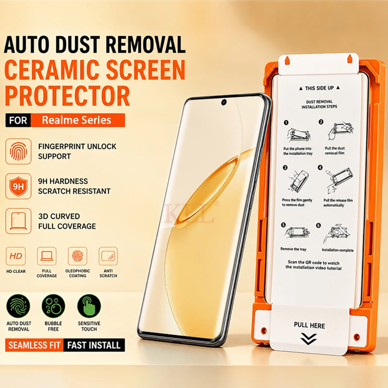 Oleophobic Coating Dust Removal Easy Installation Ceramic Film for Realme 16 15 14 12 11 10 Pro+ Screen Protector +tools
Oleophobic Coating Dust Removal Easy Installation Ceramic Film for Realme 16 15 14 12 11 10 Pro+ Screen Protector +tools