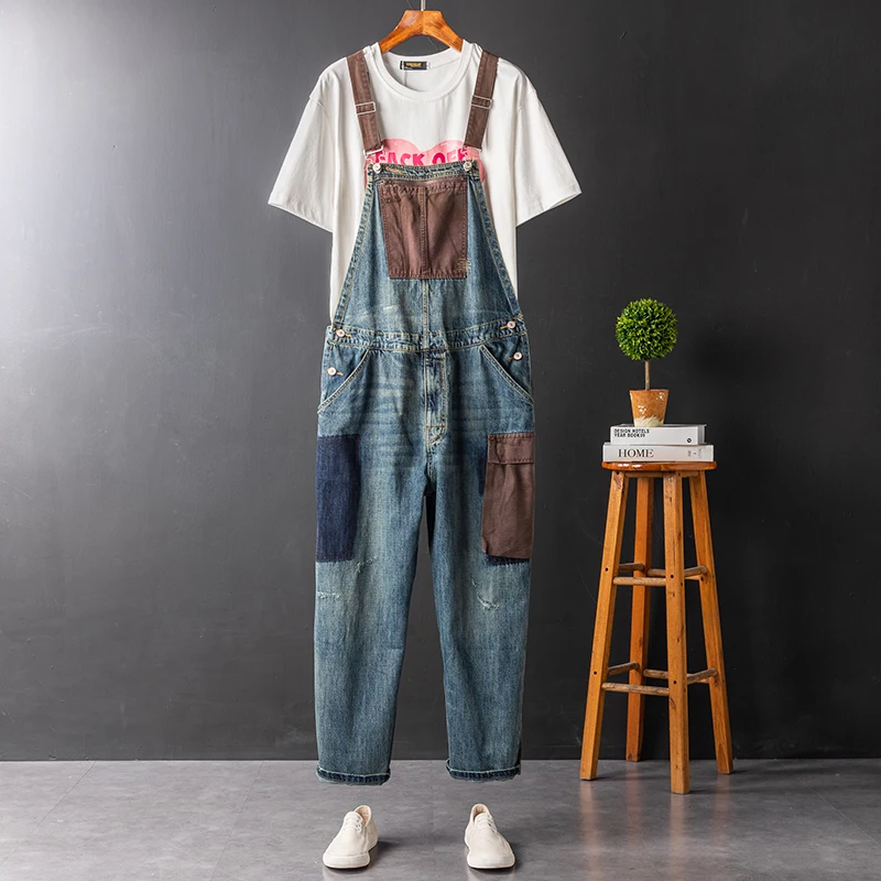Retro Youth Overalls Men's Couple Bib Pants Color Block Washed Loose Workwear Strap Long Trousers Casual Straight Leg Jeans
Retro Youth Overalls Men's Couple Bib Pants Color Block Washed Loose Workwear Strap Long Trousers Casual Straight Leg Jeans