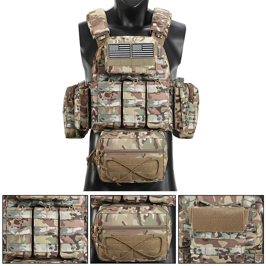 Outdoor training vest with adjustable and detachable accessories, MOLLE webbing expansion vest
Outdoor training vest with adjustable and detachable accessories, MOLLE webbing expansion vest