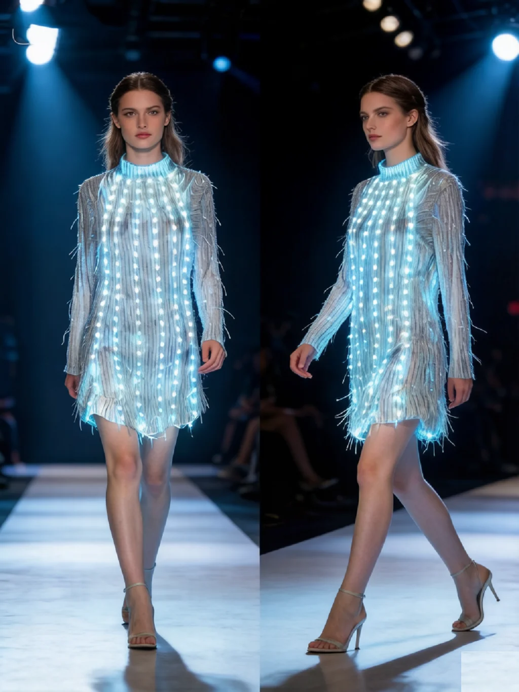 Color-Changing LED Fringe Mini Dress, Rainbow Luminous Party Dress with Long Sleeves, Perfect for Nightclub, Festival, Dance Per
Color-Changing LED Fringe Mini Dress, Rainbow Luminous Party Dress with Long Sleeves, Perfect for Nightclub, Festival, Dance Per