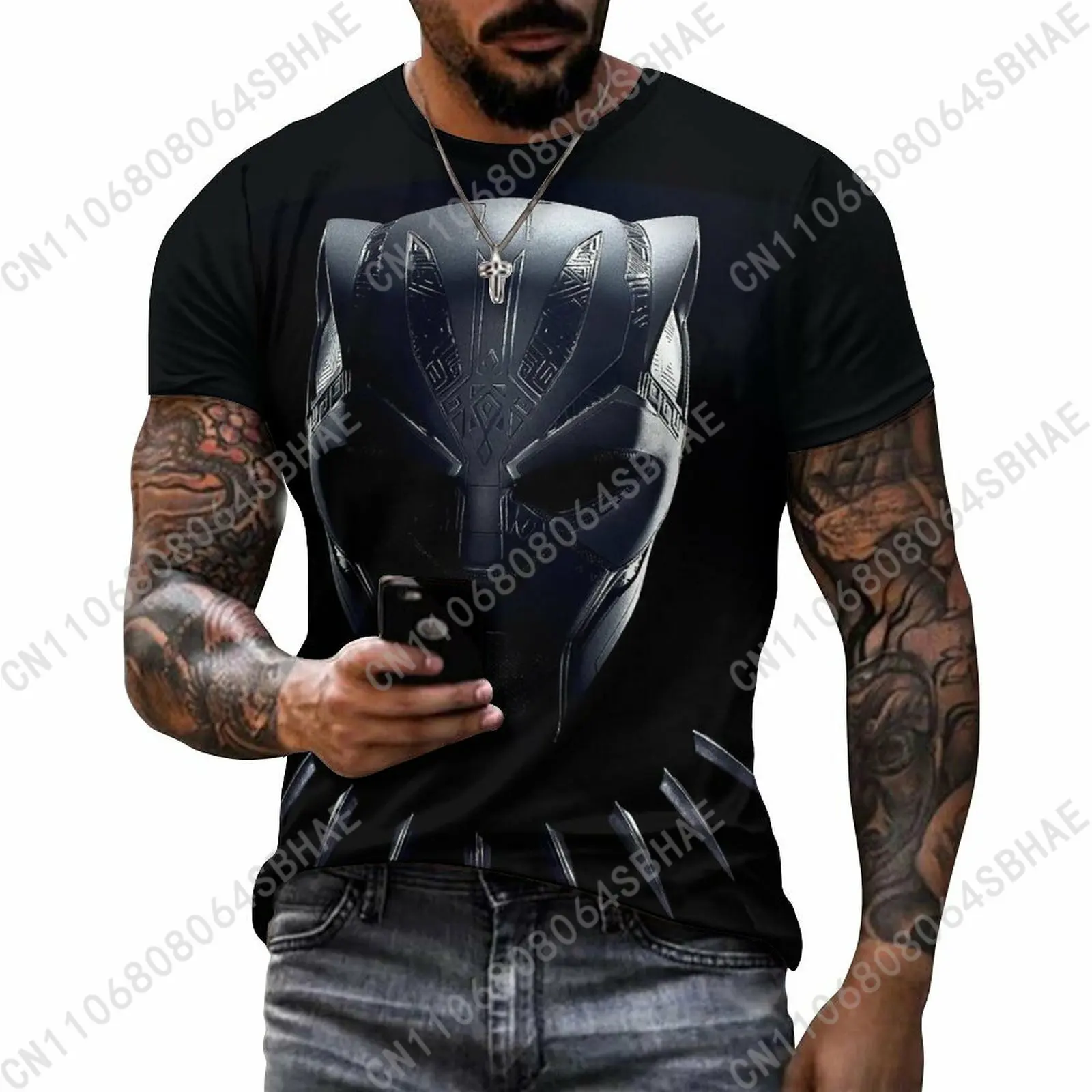 Marvel Black Panther Custom Pattern Men's Cotton T-Shirt Short Sleeve Tee Men Tops Personalized Tshirt Summer Cosplay
Marvel Black Panther Custom Pattern Men's Cotton T-Shirt Short Sleeve Tee Men Tops Personalized Tshirt Summer Cosplay