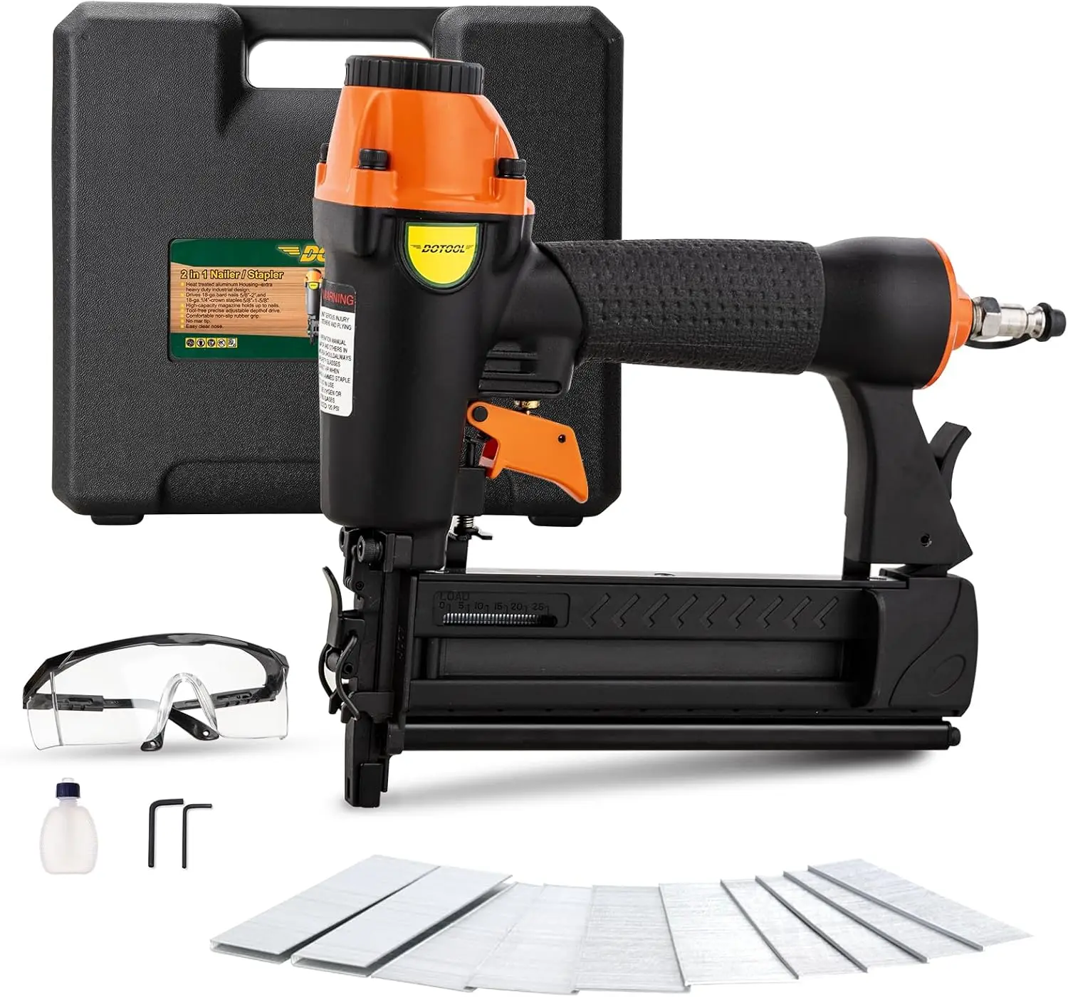 18 Gauge Pneumatic Brad Nailer, 2-in-1 Air Gun for Carpentry and DIY Woodworking with Case and Nails
18 Gauge Pneumatic Brad Nailer, 2-in-1 Air Gun for Carpentry and DIY Woodworking with Case and Nails