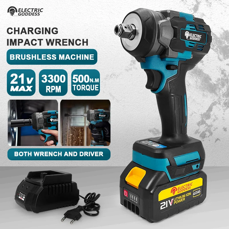 EGOD 18V High Power Brushless Impact Lithium Electric Spanner Auto Repair Household Multifunction Large Torque Power Tools
EGOD 18V High Power Brushless Impact Lithium Electric Spanner Auto Repair Household Multifunction Large Torque Power Tools