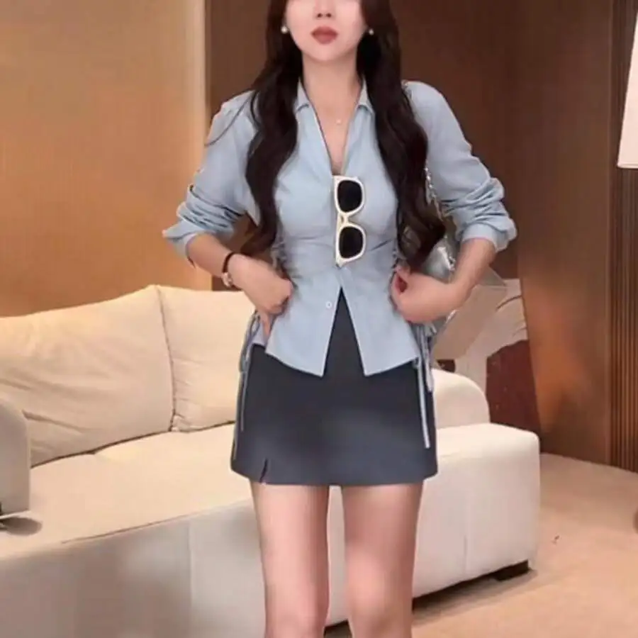 Women Two Piece Set Long Sleeve Shirt And Mini Skirt Slim Fit Waist Casual Chic Outfit
Women Two Piece Set Long Sleeve Shirt And Mini Skirt Slim Fit Waist Casual Chic Outfit