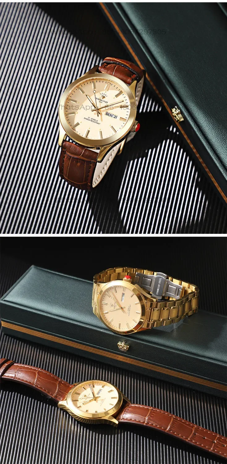 Shanghai diamond men's automatic machinery new gold retro calendar luminous waterproof ten brands father men's watch
Shanghai diamond men's automatic machinery new gold retro calendar luminous waterproof ten brands father men's watch