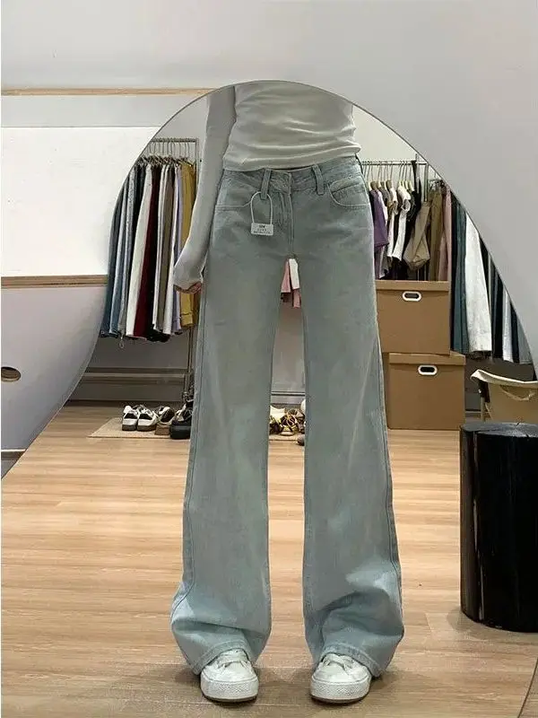 Retro Light Blue Straight Leg Jeans Women's Low Waist Slimming Loose Fit Vintage Wide Leg Floor Length Pants
Retro Light Blue Straight Leg Jeans Women's Low Waist Slimming Loose Fit Vintage Wide Leg Floor Length Pants