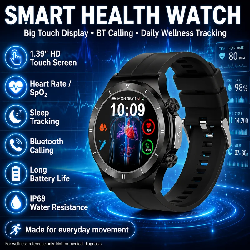 ECG GEJIAN 1.39 "HD Screen Health Smart Watch with Heart Rate Sleep Bluetooth Call IP68 Sports Record Smartwatch For M,en Women
ECG GEJIAN 1.39 "HD Screen Health Smart Watch with Heart Rate Sleep Bluetooth Call IP68 Sports Record Smartwatch For M,en Women