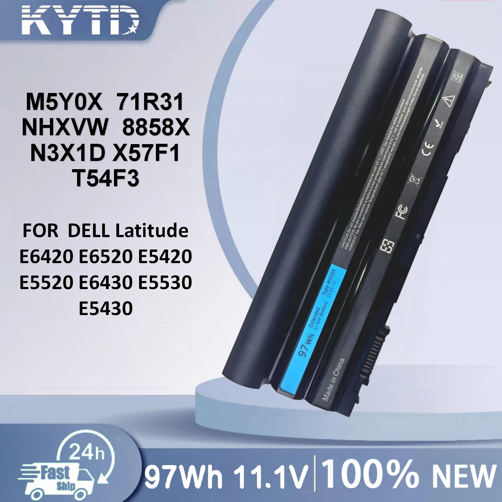 KYTD 11.1V 9000mAh M5Y0X Laptop Battery For DELL Latitude E6420 E6520 E5420 E5520 E6430 E5530 E5430 71R31 NHXVW T54FJ 97Wh
KYTD 11.1V 9000mAh M5Y0X Laptop Battery For DELL Latitude E6420 E6520 E5420 E5520 E6430 E5530 E5430 71R31 NHXVW T54FJ 97Wh