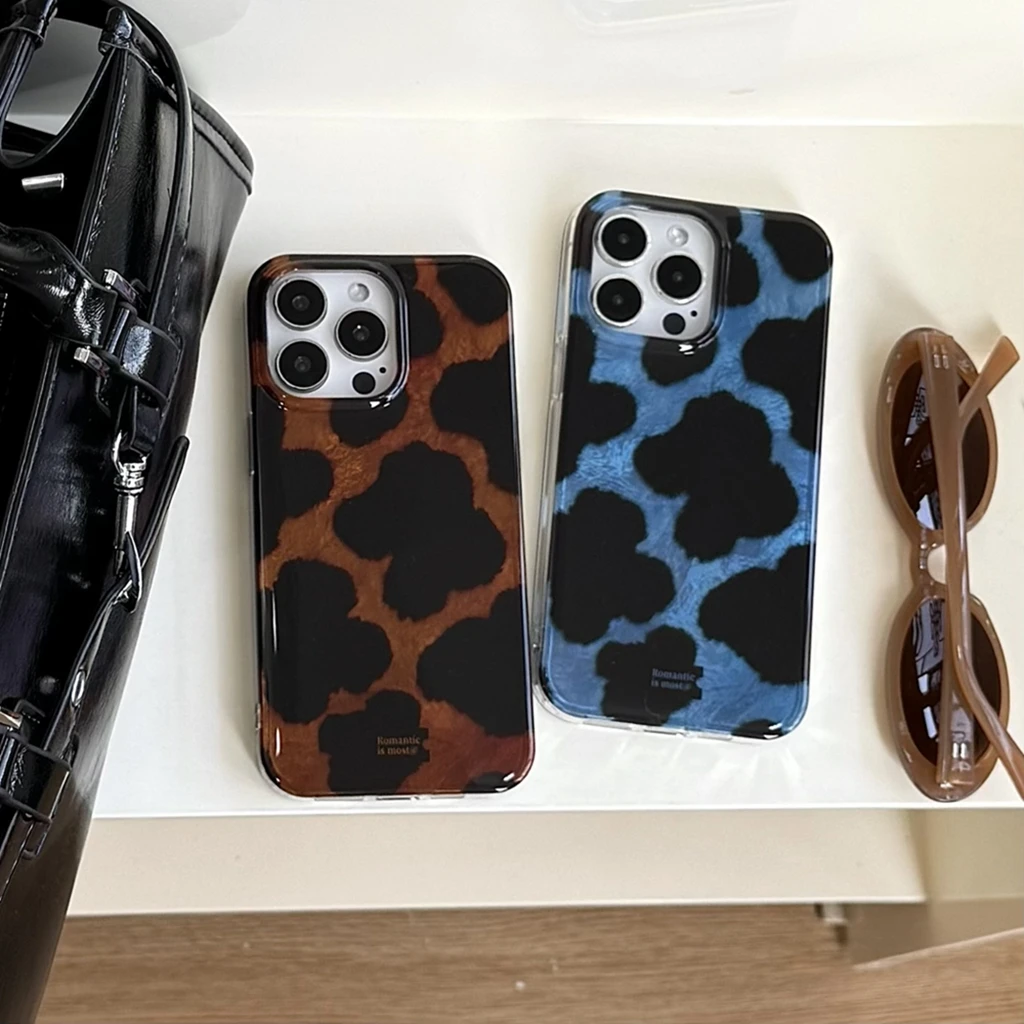 Стильный глянцевый сине-коричневый противоударный защитный чехол в стиле ретро с леопардовым принтом для iPhone 16, 15, 14, 13 Pro Max 
Стильный глянцевый сине-коричневый противоударный защитный чехол в стиле ретро с леопардовым принтом для iPhone 16, 15, 14, 13 Pro Max