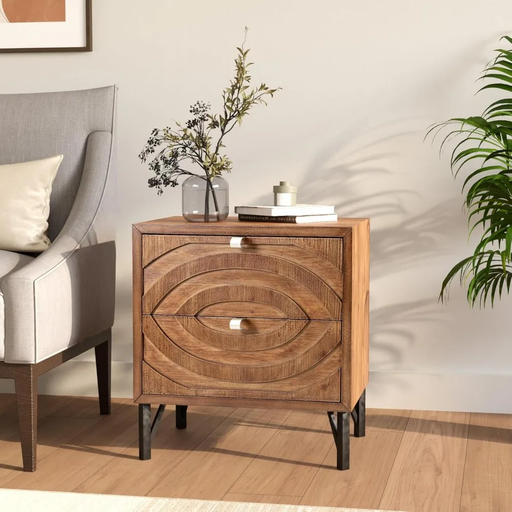 Vintage Nightstand with 2 Storage Drawers, Rustic End Table for Bedroom and Living Room, Easy to Assemble Accent Table (Brown,
Vintage Nightstand with 2 Storage Drawers, Rustic End Table for Bedroom and Living Room, Easy to Assemble Accent Table (Brown,