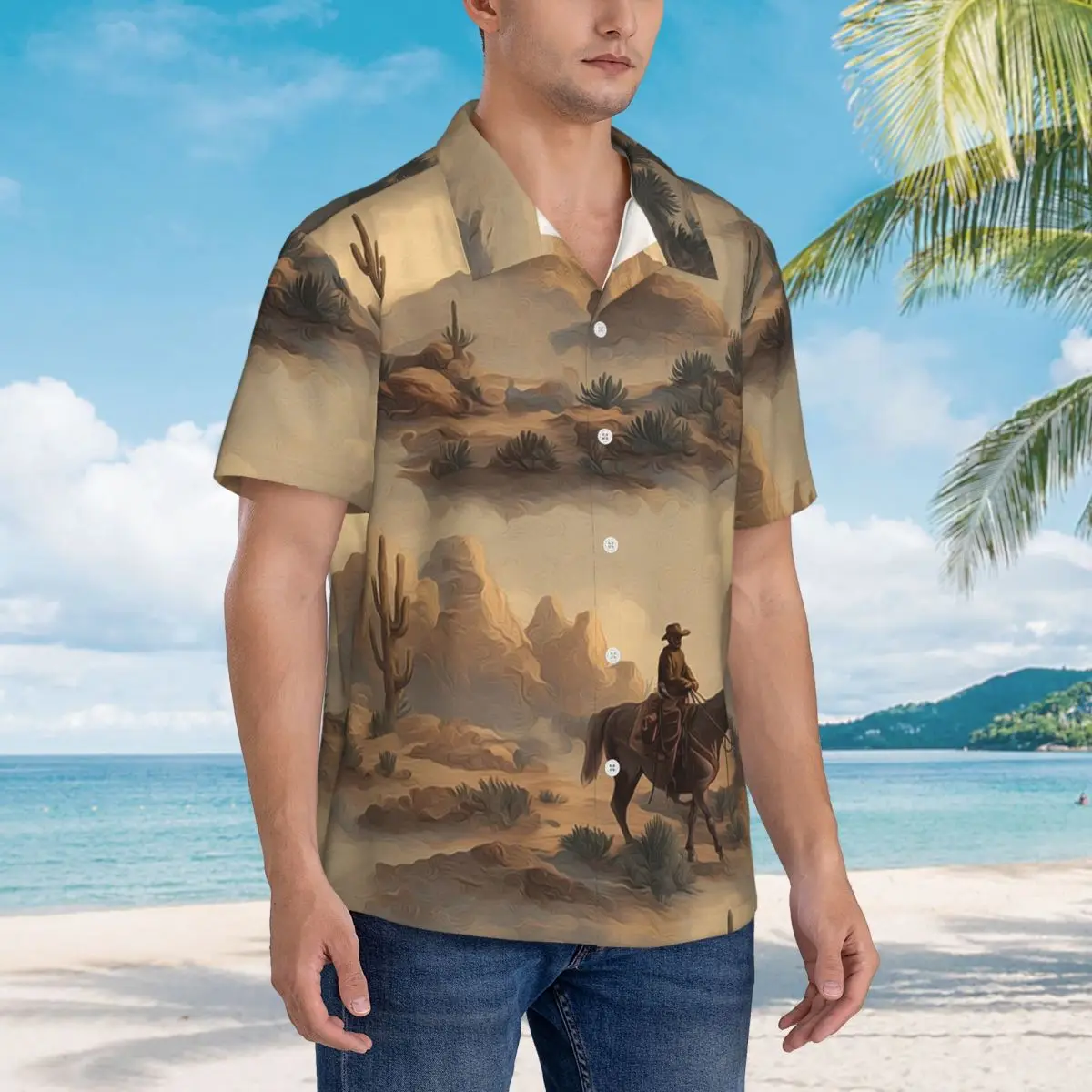 Cowboy In Desert Western Landscape Pattern Hawaiian Shirts Fashion Men Short Sleeve Shirt for Summer Beach Men's Lapel Tops
Cowboy In Desert Western Landscape Pattern Hawaiian Shirts Fashion Men Short Sleeve Shirt for Summer Beach Men's Lapel Tops