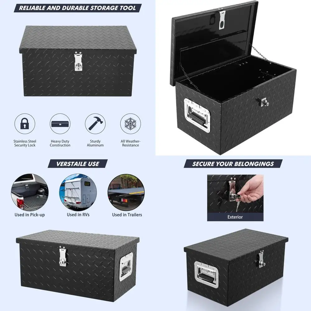 20 Heavy-Duty Aluminum Toolbox with Lock, Waterproof Storage Chest for Trucks, RVs, and Vans with Side Handle
20 Heavy-Duty Aluminum Toolbox with Lock, Waterproof Storage Chest for Trucks, RVs, and Vans with Side Handle