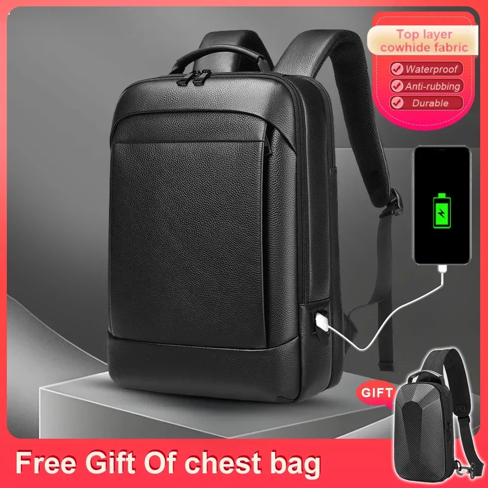 2024 New Top Layer Cowhide Genuine Leather Men's Backpack Business Casual Waterproof Pack Male for 15.6 Inch Laptop with USB
2024 New Top Layer Cowhide Genuine Leather Men's Backpack Business Casual Waterproof Pack Male for 15.6 Inch Laptop with USB