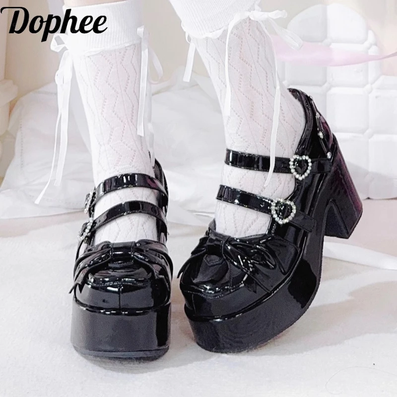 Dophee Original Japan Style Lolita Mary Jane Shoes Beads Love Buckle Women Platform Shoes Bright Patent Leather Students Pumps
Dophee Original Japan Style Lolita Mary Jane Shoes Beads Love Buckle Women Platform Shoes Bright Patent Leather Students Pumps