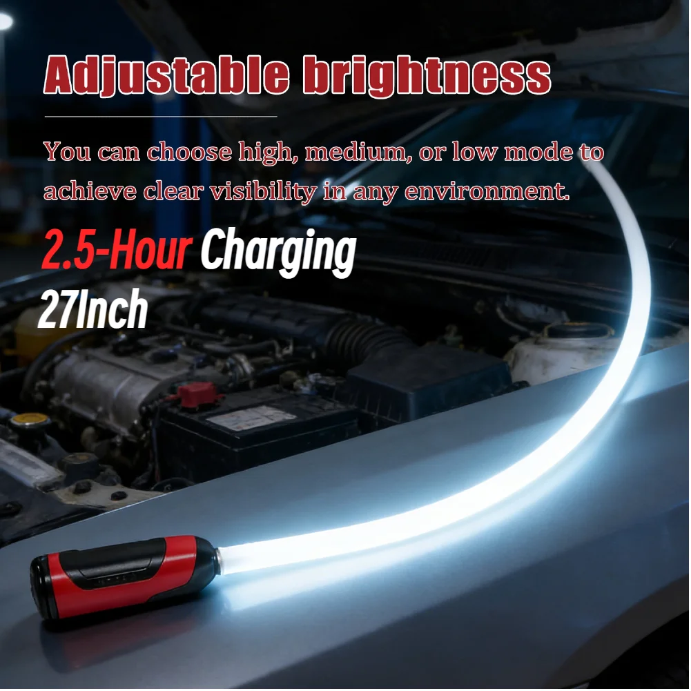 Bendable LED Flashlight Stick Portable Flexible Work Lights High-Lumen Rechargeable 3 Brightness Modes for Mechanics Auto Repair
Bendable LED Flashlight Stick Portable Flexible Work Lights High-Lumen Rechargeable 3 Brightness Modes for Mechanics Auto Repair