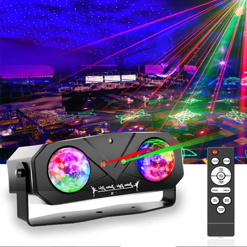 4in1 Magic Ball Light, RGB Water Wave Laser Stage Lamp with Remote, Sound Activated for DJ Disco Bar Party
4in1 Magic Ball Light, RGB Water Wave Laser Stage Lamp with Remote, Sound Activated for DJ Disco Bar Party