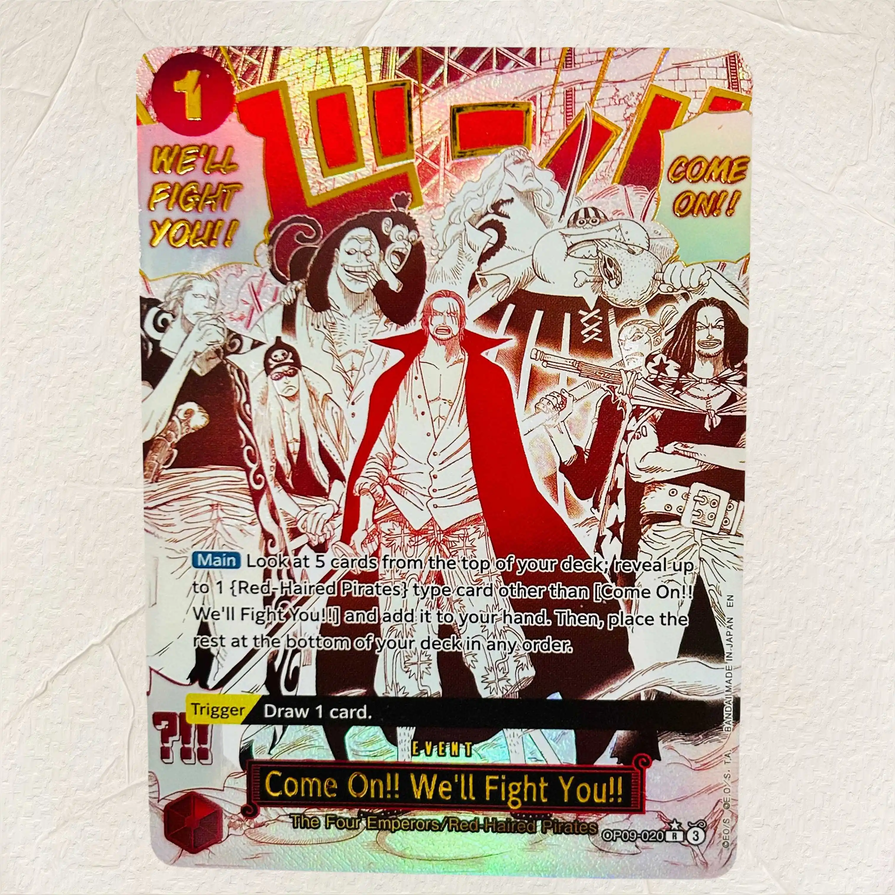 DIY One Piece Shanks OP09-020 Holographic Texture Cards English Version Perfect Condition Classic Anime Collectible TCG
DIY One Piece Shanks OP09-020 Holographic Texture Cards English Version Perfect Condition Classic Anime Collectible TCG