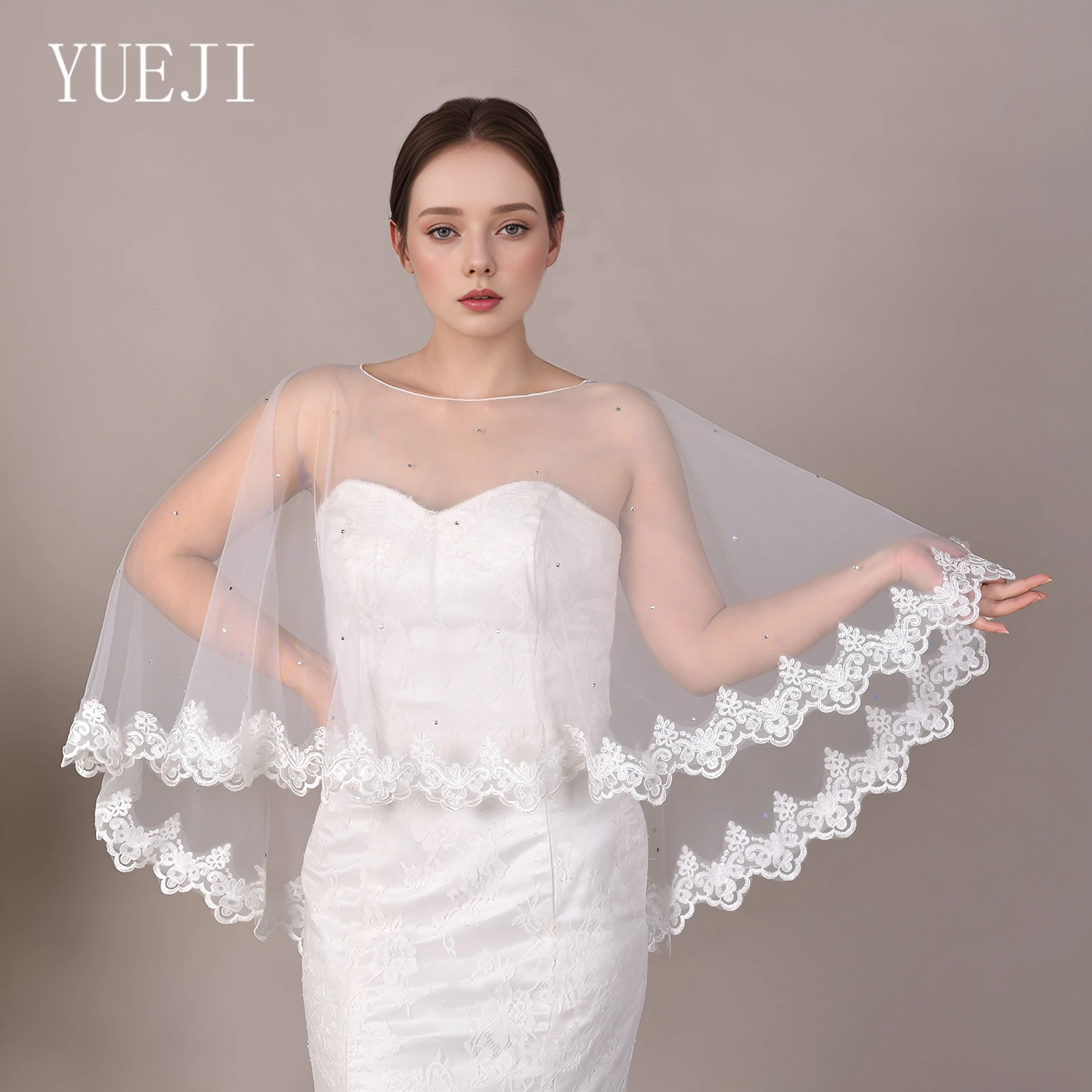 YUEJI Elegant Lace Edge With Rhinestones Coat Bridal Jacke Bolero Donna Detachable Wedding Elegante Coat For Evening Dress YJG32
YUEJI Elegant Lace Edge With Rhinestones Coat Bridal Jacke Bolero Donna Detachable Wedding Elegante Coat For Evening Dress YJG32